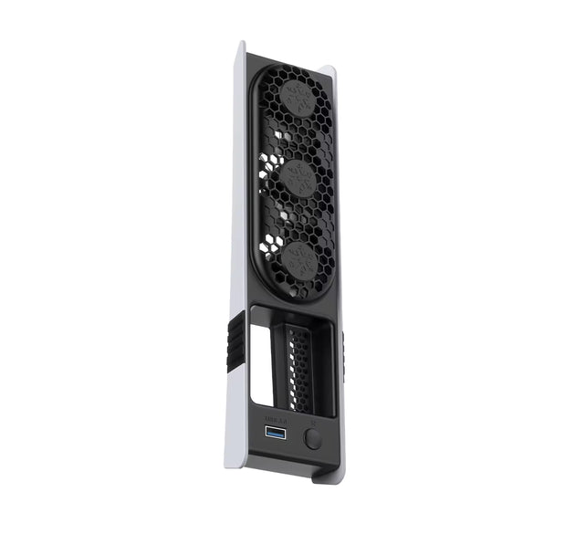 JYS RGB Console Cooling Fan for PS5 Slim & PS5 Pro | Smart Temperature Control, Triple Turbo Exhaust Fans, Dynamic RGB Lighting, 3 Adjustable Speed Levels, USB Passthrough | Plug-and-Play Rear Cooler for Disc & Digital Editions