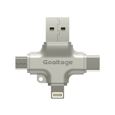 Goaltage 4-in-1 Cross OTG Adapter & Data Sync Hub | Universal USB-A, USB-C, Lightning & Micro-USB Connector | High-Speed File Transfer & Multi-Device Compatibility for iPhone, iPad, Android, Mac & PC
